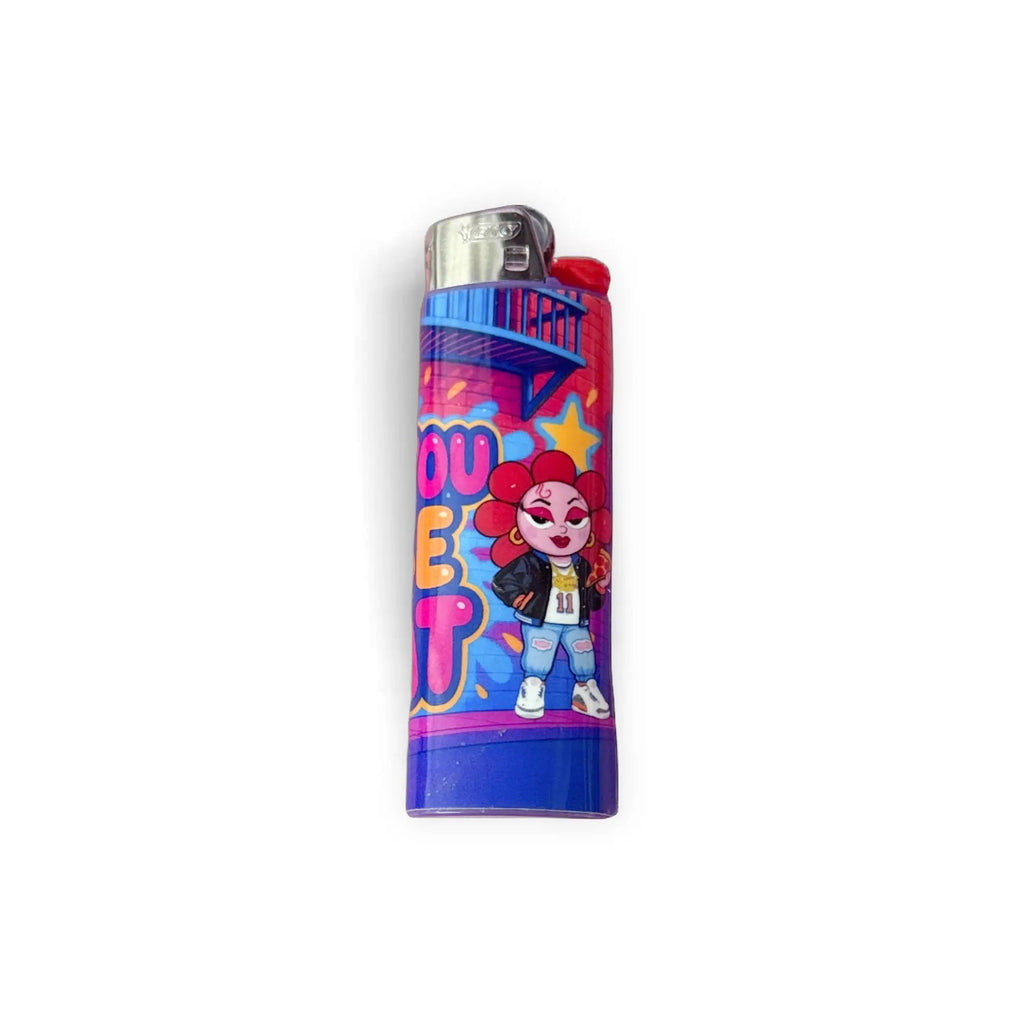 Thicck Pea BIC Glow in the Dark Lighter - Moon Frankenstein