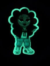 Thicck Pea Glow in the Dark Sticker - Moon Frankenstein