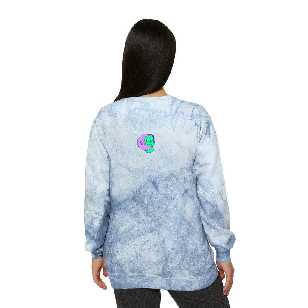 IDGFlyinFux Unisex Color Blast Crewneck Sweatshirt - Moon Frankenstein
