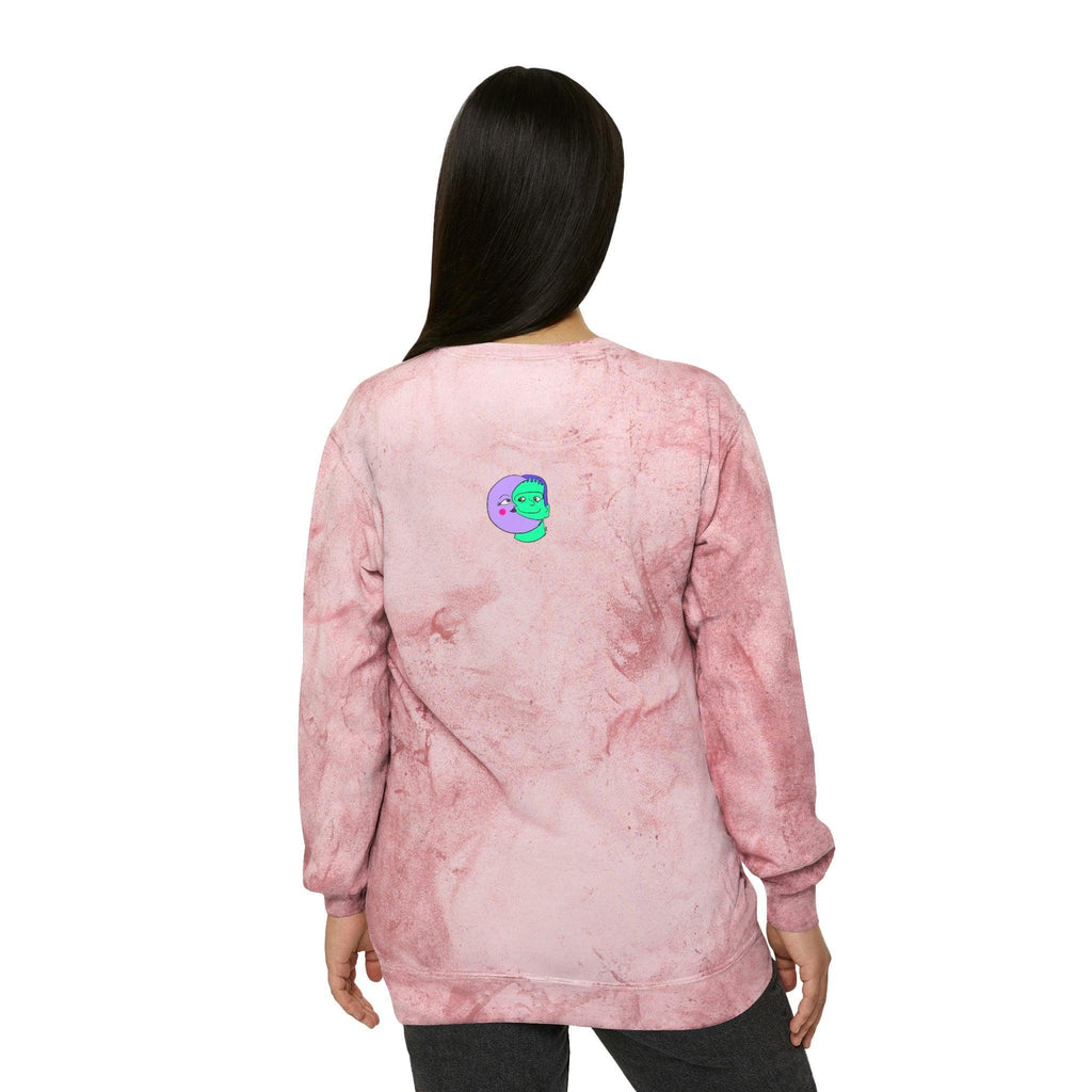 IDGFlyinFux Unisex Color Blast Crewneck Sweatshirt - Moon Frankenstein