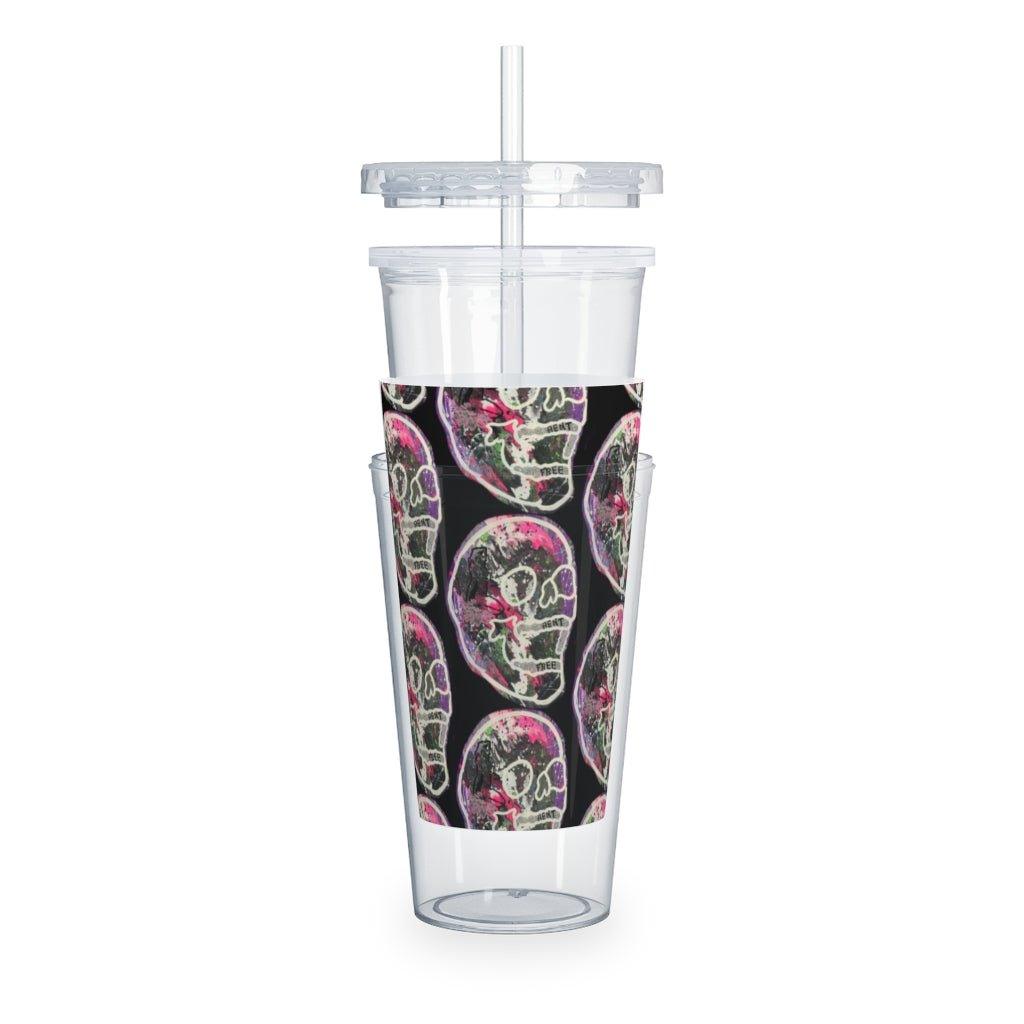 Rent Free Plastic Tumbler with Straw - Moon Frankenstein